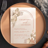 Boho Terracotta Arch Pampas Grass Wedding Invitati Kaart
