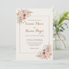 Boho Terracotta Arch & Pampas Grass Wedding Kaart