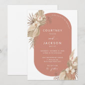 Boho Terracotta Arch Pampas Grass Wedding Kaart (Voorkant / Achterkant)
