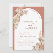 Boho Terracotta Arch Pampas Grass Wedding Kaart (Voorkant)