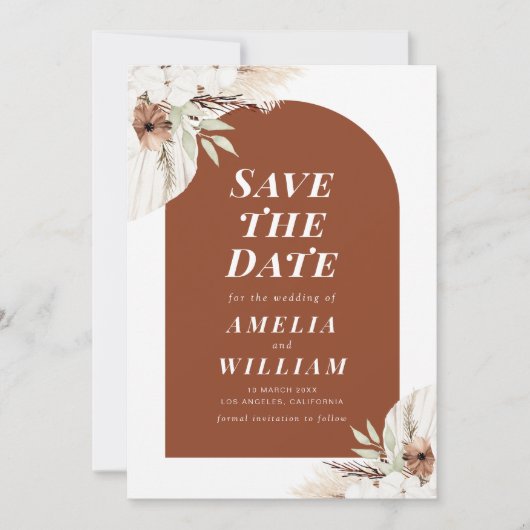 boho terracotta arch Save the Date (Voorkant)