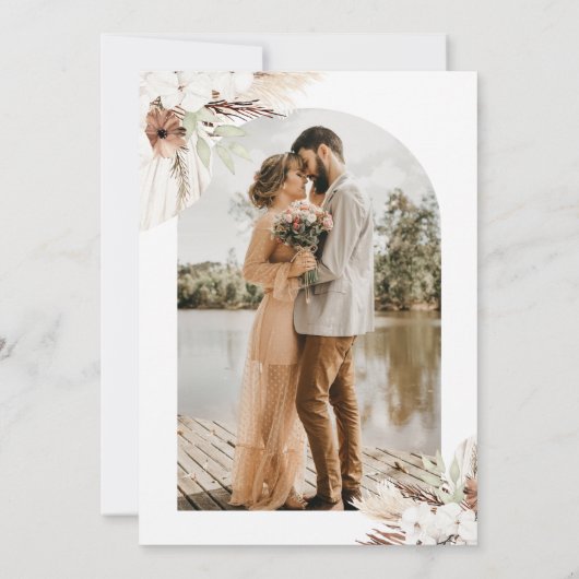 boho terracotta arch Save the Date (Achterkant)