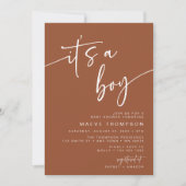 Boho Terracotta Baby shower Invitation It a Boy Kaart (Voorkant)