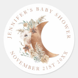 Boho Terracotta Baby shower Round Favor Label
