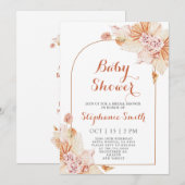 Boho Terracotta Baby shower Uitnodiging (Voorkant / Achterkant)