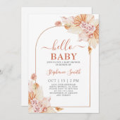 Boho Terracotta Baby shower Uitnodiging (Voorkant / Achterkant)