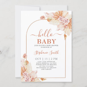Boho Terracotta Baby shower Uitnodiging