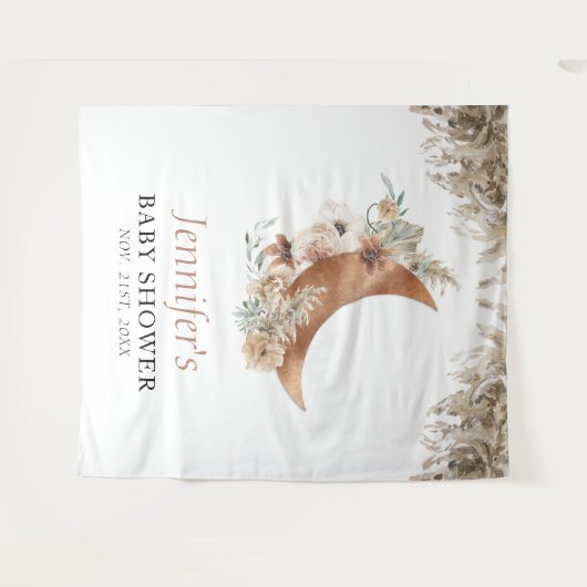 Boho Terracotta Baby shower Wandkleed (Voorkant (horizontaal))