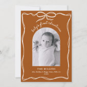 Boho Terracotta Baby's 1e Kerstboog Foto Feestdagenkaart (Voorkant)