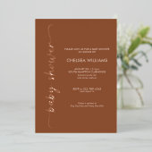 Boho Terracotta, Beige & Echte Folie Baby Shower Uitnodiging (Staand Voorkant)
