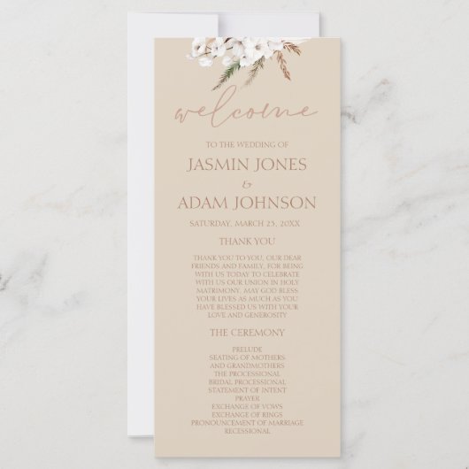 Boho Terracotta Beige Gedroogde Bloemen Huwelijksp (Voorkant)