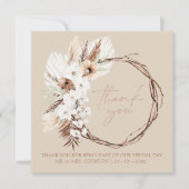 Boho Terracotta Beige Gedroogde Bloemenkrans Bruil Bedankkaart (Voorkant)