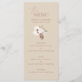 Boho Terracotta Beige Pampas Gras Bloemenbruiloft Menu (Voorkant)