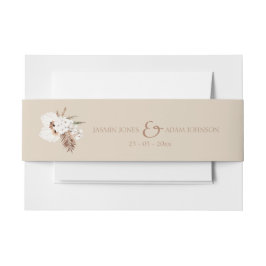 Boho Terracotta Beige Pampas Gras Bloemenbruiloft Uitnodigingen Wikkel