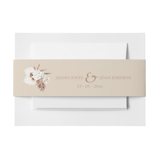 Boho Terracotta Beige Pampas Gras Bloemenbruiloft Uitnodigingen Wikkel (Voorkant Voorbeeld)