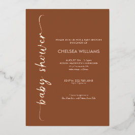 Boho Terracotta, Beige & Real Folie Baby shower Folie Uitnodiging