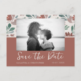 Boho Terracotta & Beige Save the Date Huwelijk Briefkaart