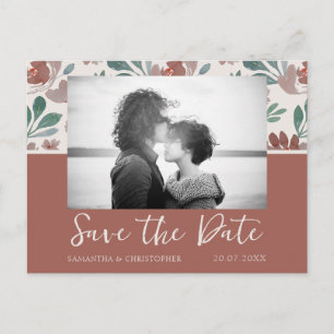 Boho Terracotta & Beige Save the Date Huwelijk  Briefkaart