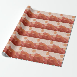 Boho terracotta bergen, abstract poster. cadeaupapier