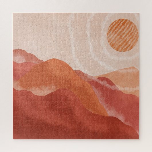 Boho terracotta bergen, abstract poster. legpuzzel (Verticaal)