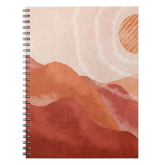 Boho terracotta bergen, abstract poster. notitieboek (Voorkant)