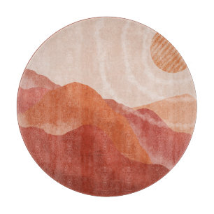 Boho terracotta bergen, abstract poster. snijplank