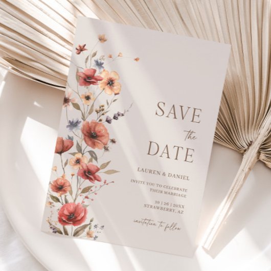 Boho Terracotta Bewaar de datum Bruiloft Uitnodigi Save The Date