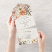 Boho Terracotta Bloem All-in-One Uitnodiging (Afscheurbaar)