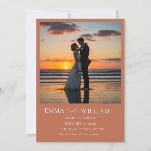 Boho Terracotta Bloem Boog Foto Save The Date (Achterkant)