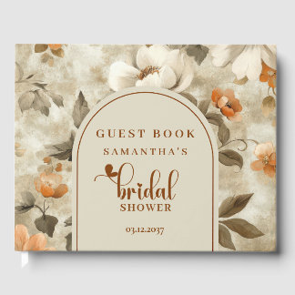 Boho Terracotta Bloem Bruidsfeest Gastboek Gastenboek