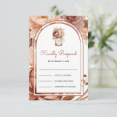 Boho Terracotta Bloem Stenen Pot Trouwfeest RSVP Kaartje (Staand voorkant)