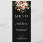 Boho Terracotta Bloem Wilde Bloem Zwarte Bruiloft Menu (Voorkant)
