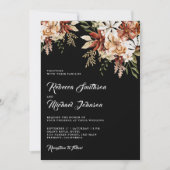 Boho Terracotta Bloem Wilde Bloem Zwarte Trouwdag Kaart (Voorkant)