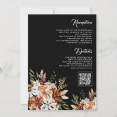 Boho Terracotta Bloem Wilde Bloem Zwarte Trouwdag Kaart (Achterkant)