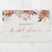 Boho Terracotta Bloemachtige Bruiloft Feest Sparkling Wijnetiket (Enkel label)