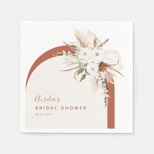 Boho Terracotta Bloemboog Servet (Voorkant)