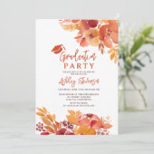 Boho Terracotta Bloemen Afstudeer Script Foto Kaart (Staand voorkant)