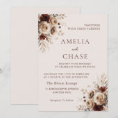 Boho Terracotta Bloemen Alle Seizoenen Trouwen Kaart (Voorkant / Achterkant)