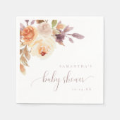Boho Terracotta Bloemen Baby shower Papier Servet (Voorkant)