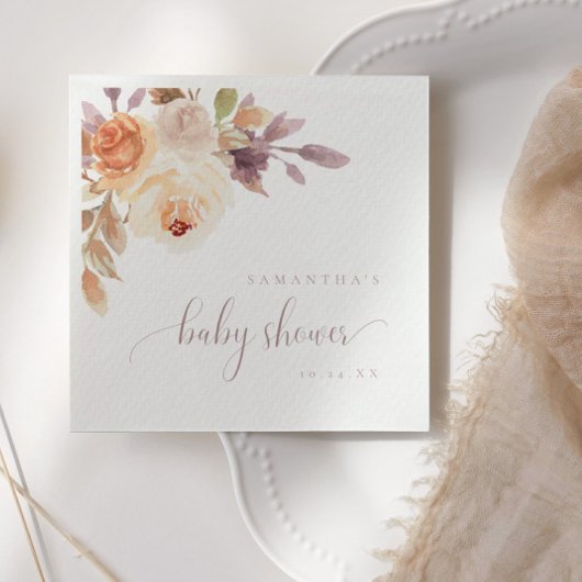 Boho Terracotta Bloemen Baby shower Papier Servet