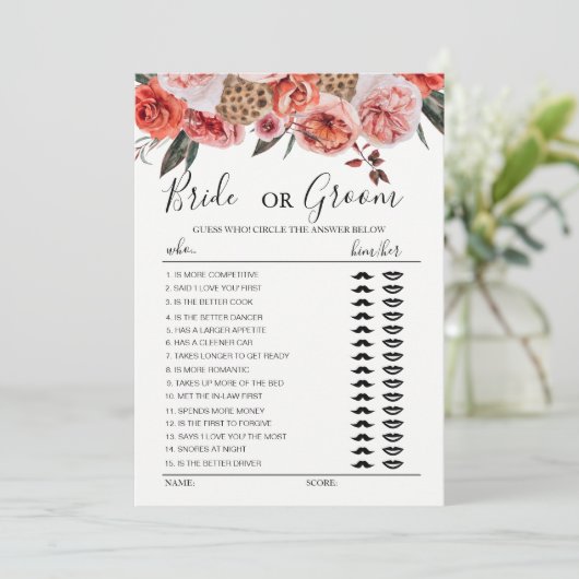 Boho terracotta bloemen bruid of bruidegom spel kaart (Staand voorkant)