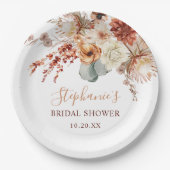 Boho Terracotta Bloemen Bruiloft Bridal Shower Papieren Bordje (Voorkant)