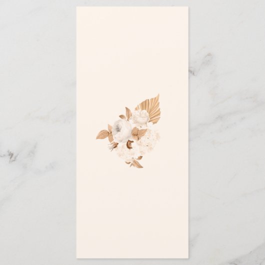 Boho Terracotta Bloemen Bruiloft Menu Kaart (Achterkant)