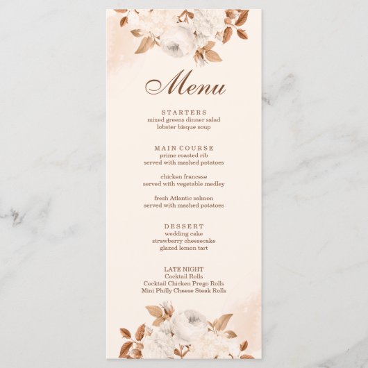 Boho Terracotta Bloemen Bruiloft Menu Kaart (Voorkant)