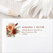 Boho Terracotta Bloemen Bruiloft Retouradres Etiket (Insitu)