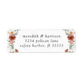 Boho Terracotta Bloemen Bruiloft Retouradres Etiket (Voorkant)