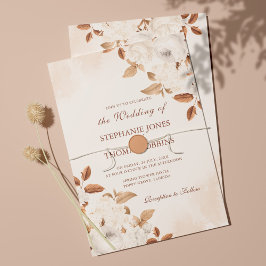 Boho Terracotta Bloemen Bruiloftsinvatie Kaart
