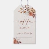 Boho Terracotta Bloemen Display Douche Cadeaulabel (Voorkant)