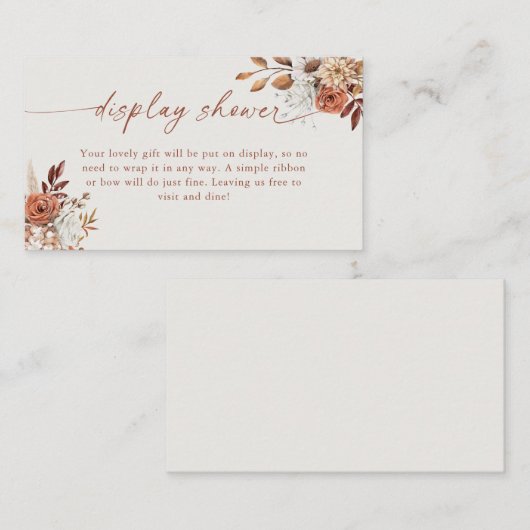 Boho Terracotta Bloemen Display Douche Notitiekaartje (Voorkant / Achterkant)