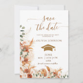 Boho Terracotta Bloemen Foto Afstudeer Save The Date (Voorkant)